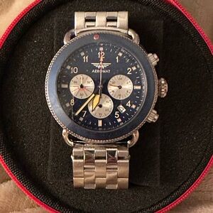Aeromat Silver-Tone Stainless Bracelet Watch-Pilot watch